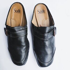 SOFFT Womens Black Leather Mules SZ10M, 2" heel